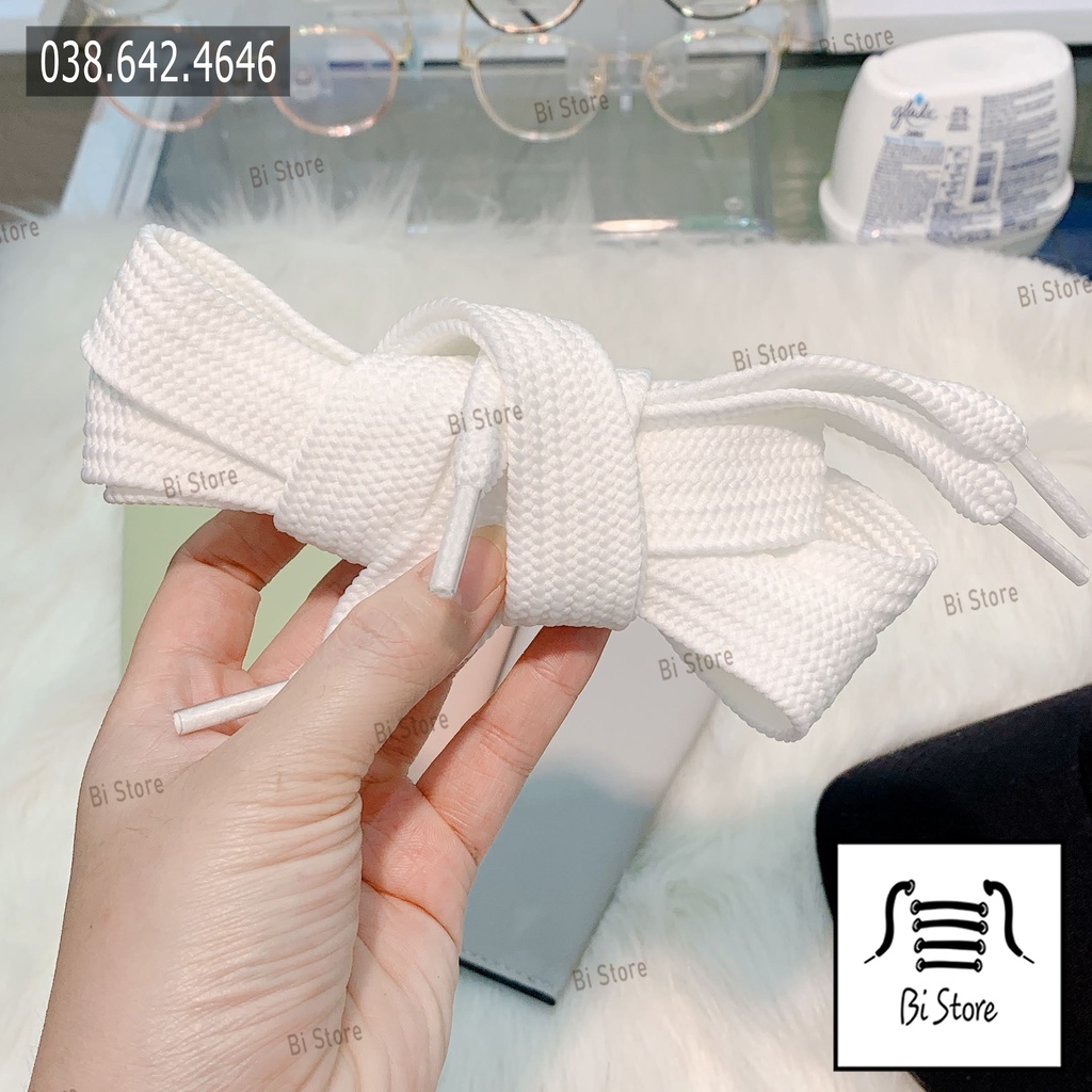 Dây giày dẹt bản to đen trắng rộng 2,2cm, dài 120cm - Dây giày  loại 1 dày dặn