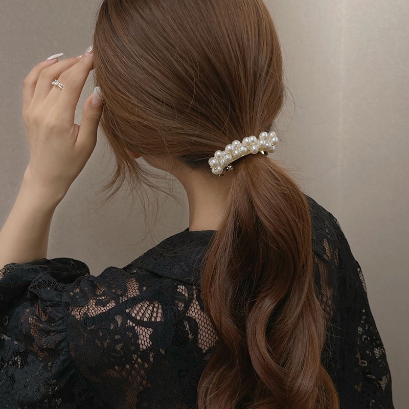 Kẹp tóc đuôi ngựa ngọc trai Hàn Quốc Phụ kiện tóc thời trang thanh lịch