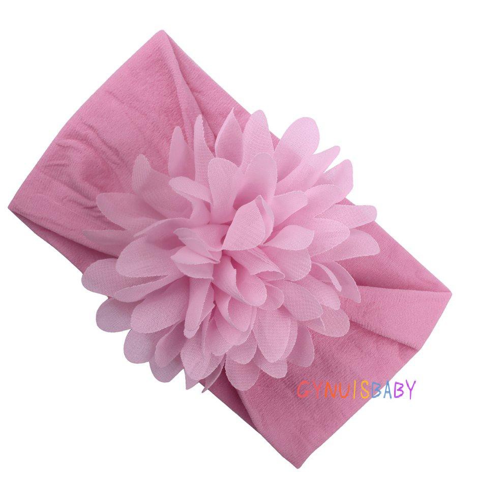 (Hàng Mới Về) Băng Đô Hoa Chiffon Màu Trơn Co Giãn Cho Bé Gái
