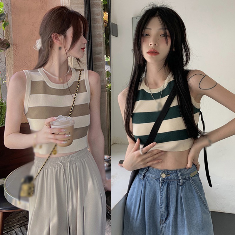 Áo Tank Top Dệt Kim Sát Nách Form Ôm Phong Cách Hàn Quốc