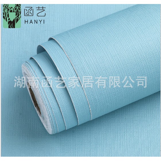 10m Giấy dán tường Xanh vân nhám có keo sẵn [HÀNG CHUẨN] - 10m Decal dán tường cuộn màu xanh vân nổi sang trọng