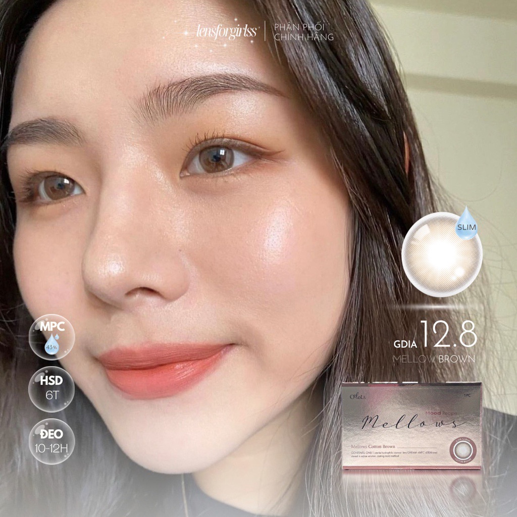 Kính áp tròng nâu trong tự nhiên MELLOW BROWN - MPC dành cho mắt nhạy cảm | Hsd 6 tháng | Lens cận