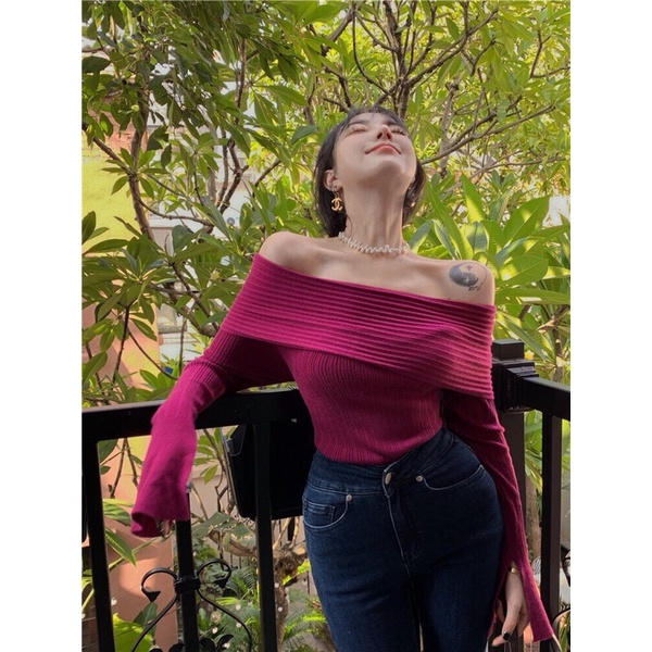 ✨💕Áo tay dài xẻ vai thanh lịch kèm chút sexy nhẹ nhàng💕