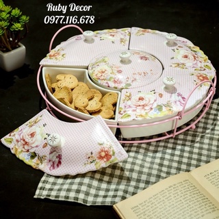 {GIÁ HUỶ DIỆT} - Khay đựng mứt Tết bằng sứ (tặng kèm khay inox)