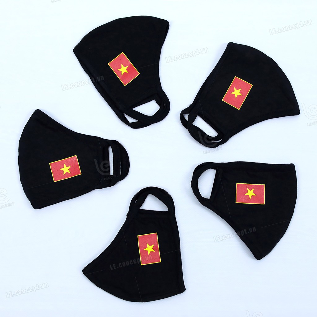 [COMBO] 10 Khẩu Trang Vải Kháng Khuẩn Màu Đen In Cờ Đỏ Sao Vàng LE.CONCEPT Co Giãn Dễ Chịu Bảo Sức Khỏe Toàn Diện, Cổ Vũ | BigBuy360 - bigbuy360.vn