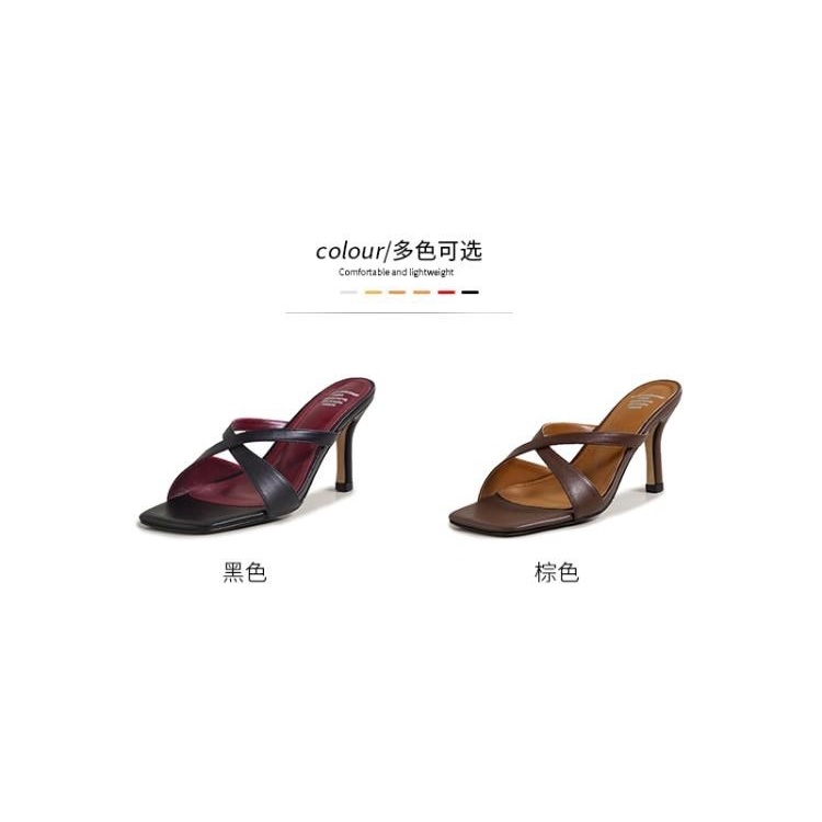 Dép Cao Gót Da Thật Mũi Vuông Phong Cách Retro Thời Trang Mùa Xuân 2022 Cho Nữ
