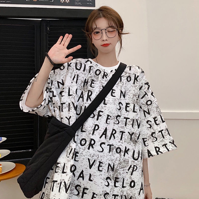 Áo Thun Ngắn Tay Dáng Rộng Thời Trang Cá Tính Trẻ Trung