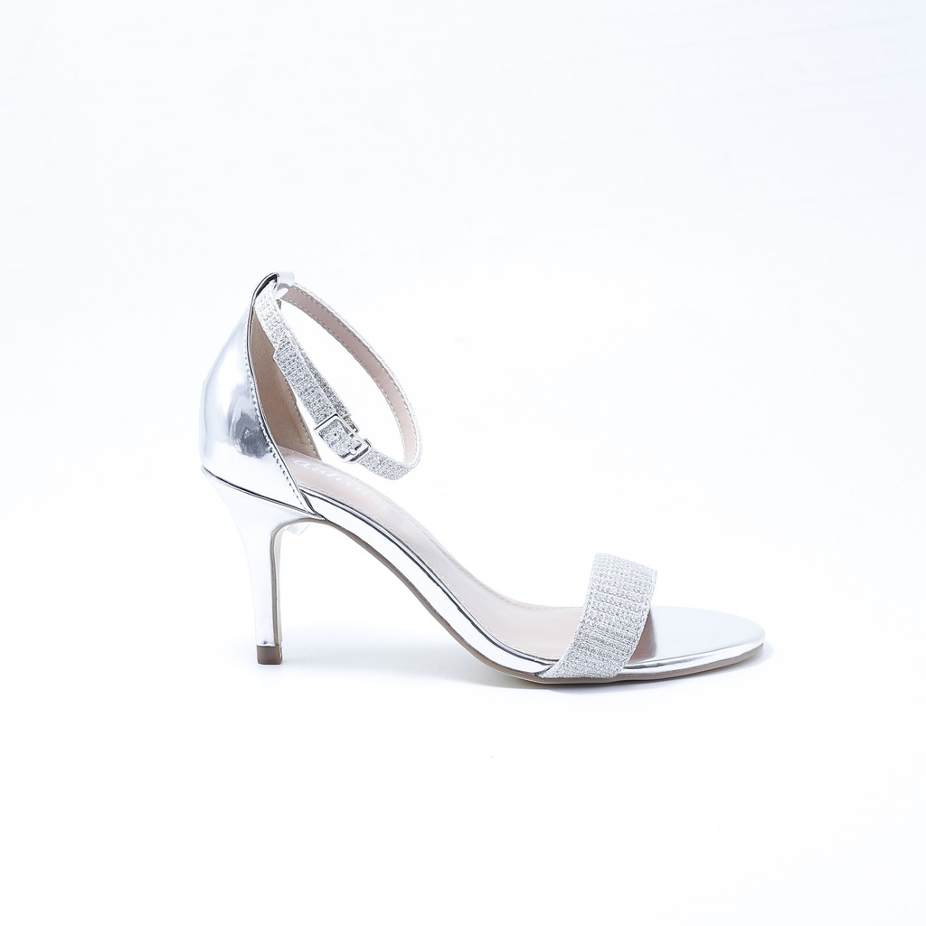 Sandals Bít Gót Quai Ngang Ánh Kim 7cm Evashoes - Eva0037