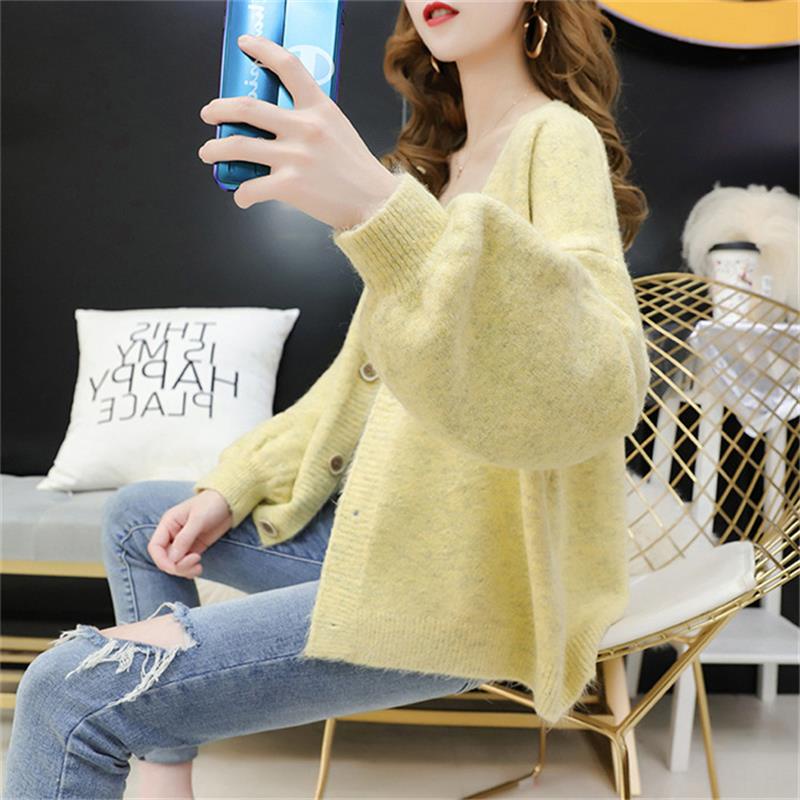 Áo Khoác Len nữ, áo Cardigan Len Mềm Mịn Dày Dặn Họa Tiết Cá Tính, Cardigan Nữ Cổ V Retro