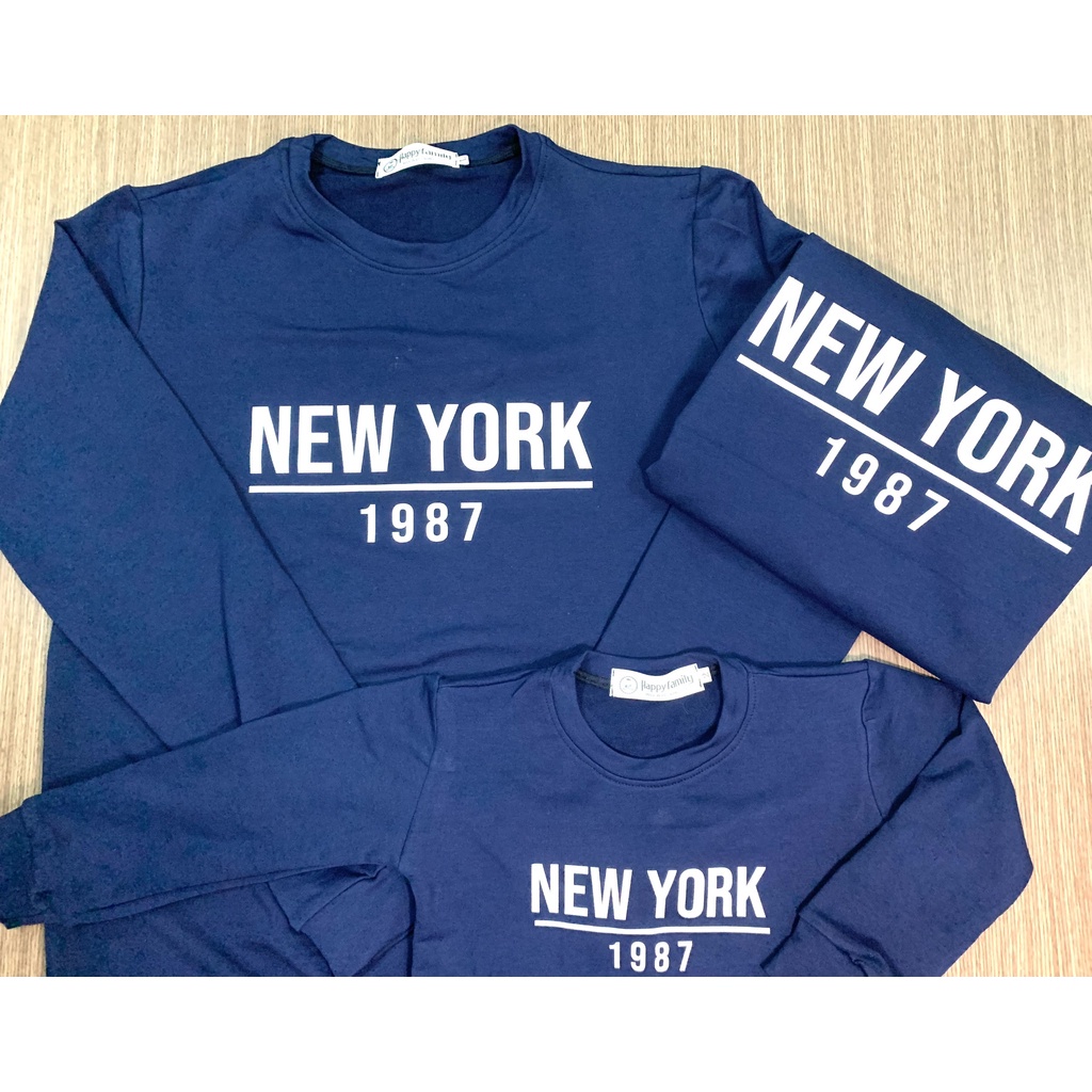 Áo Sweater Gia Đình Familylove - Áo Sweater mẫu thu đông gia đình New York 1987 xinh xắn Chất Liệu Nỉ Da Cá Cao Cấp