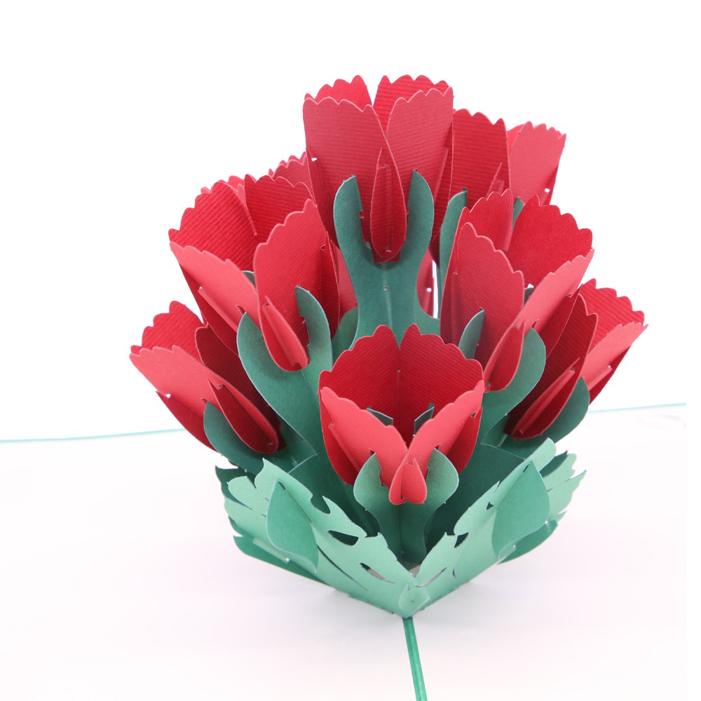 Thiệp nổi 3d Hoa Tulip, thiệp hoa, thiệp chúc mừng, quà tặng ý nghĩa, thiệp pop up - Paper Art Gift - PNP165