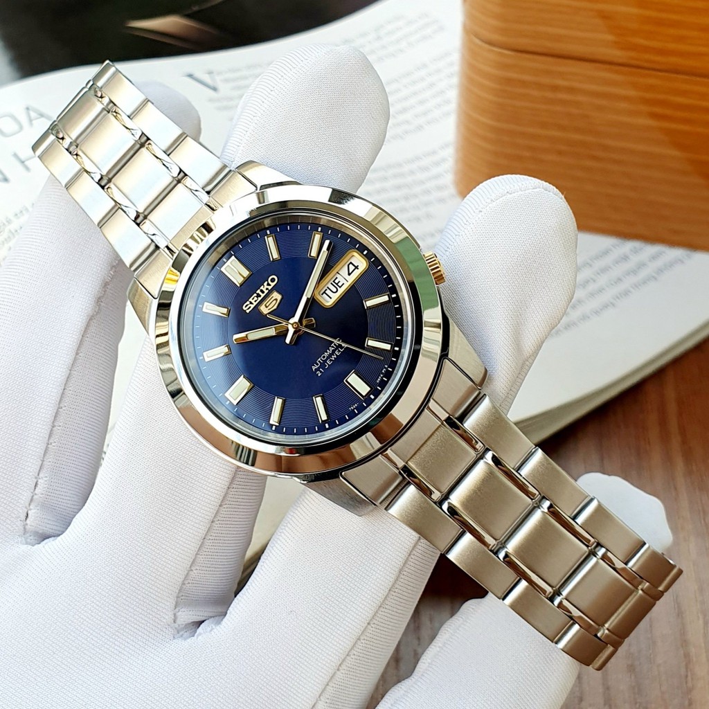 Đồng hồ Nam chính hãng Seiko 5 Automatic SNKK11K1 Size 38,Mặt xanh,Lịch thứ ngày-Máy cơ tự động-Dây kim loại cao cấp