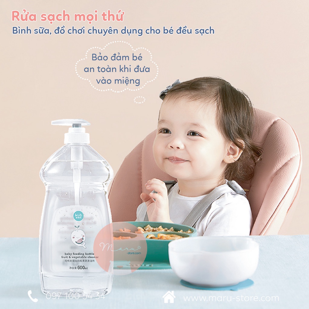 [FreeShip] Nước rửa bình sữa chuyên dụng gốc tự nhiên | Bình 600ml | KUB