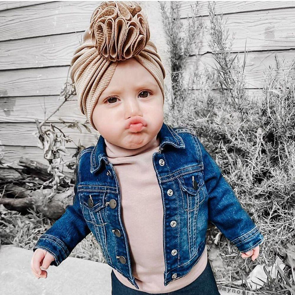 Mũ Turban Thắt Nơ Hoa Dễ Thương Cho Bé Gái