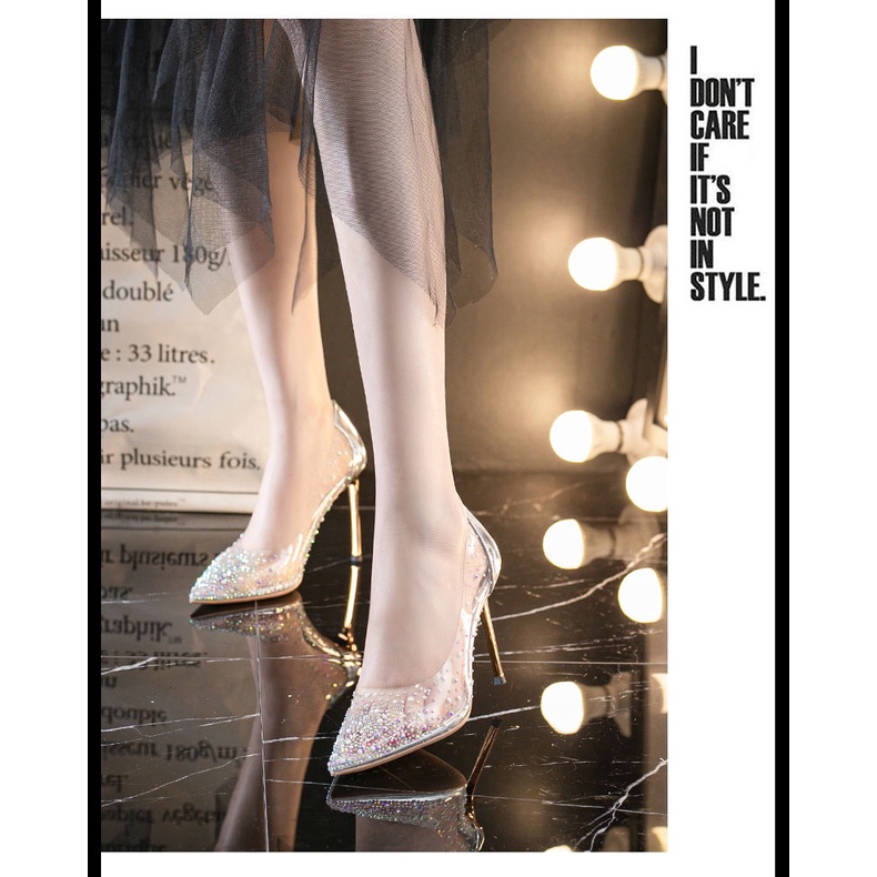 Giày Cao Gót Quai Trong Suốt Thời Trang Mùa Hè 2021 Cho Nữ