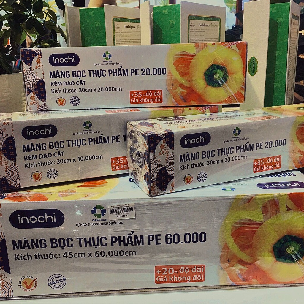 [HĐ300k giảm 70k ship] Màng bọc thực phẩm kèm dao 35m - 100m -200m -400m - bảo quản thực phẩm an toàn tiện lợi