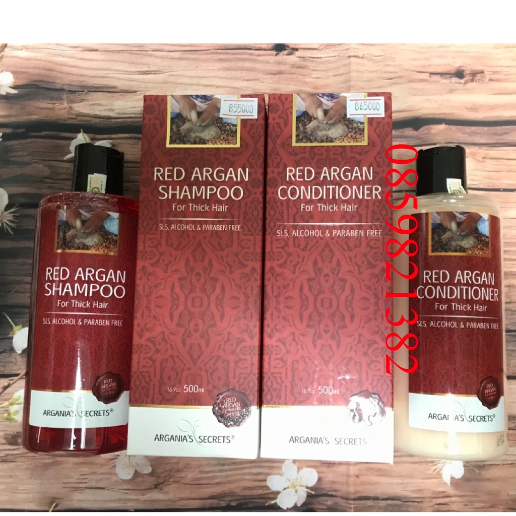 BỘ DẦU GỘI DẦU XẢ SUÔN MƯỢT CHỮA TRỊ TÓC HƯ TỔN NẶNG RED ARGAN VITAMINS 500ML