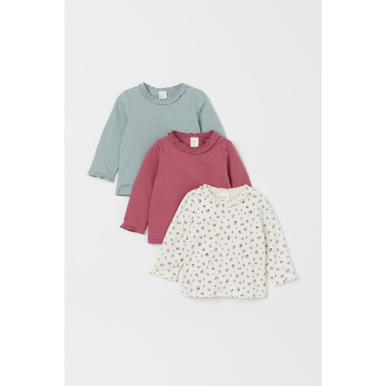Áo thun dài tay bé gái hm size 12-18m