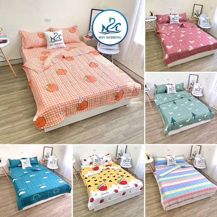 Chăn hè chần bông Cotton Poly M2T Bedding, mền cotton họa tiết đáng yêu kích thước 1m8x2m
