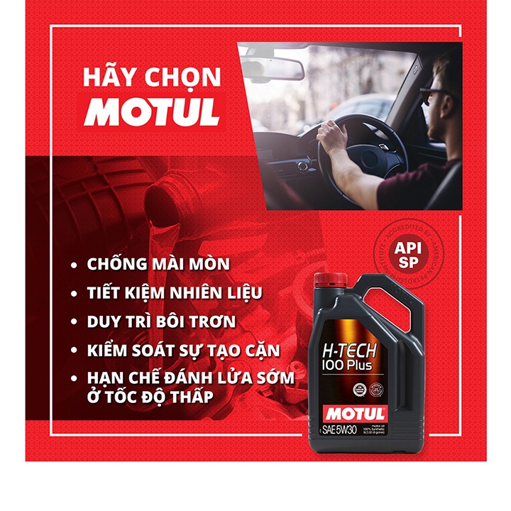 Dầu nhớt Motul H-Tech 100 Plus 5W30 4lit ô tô tổng hợp cao cấp