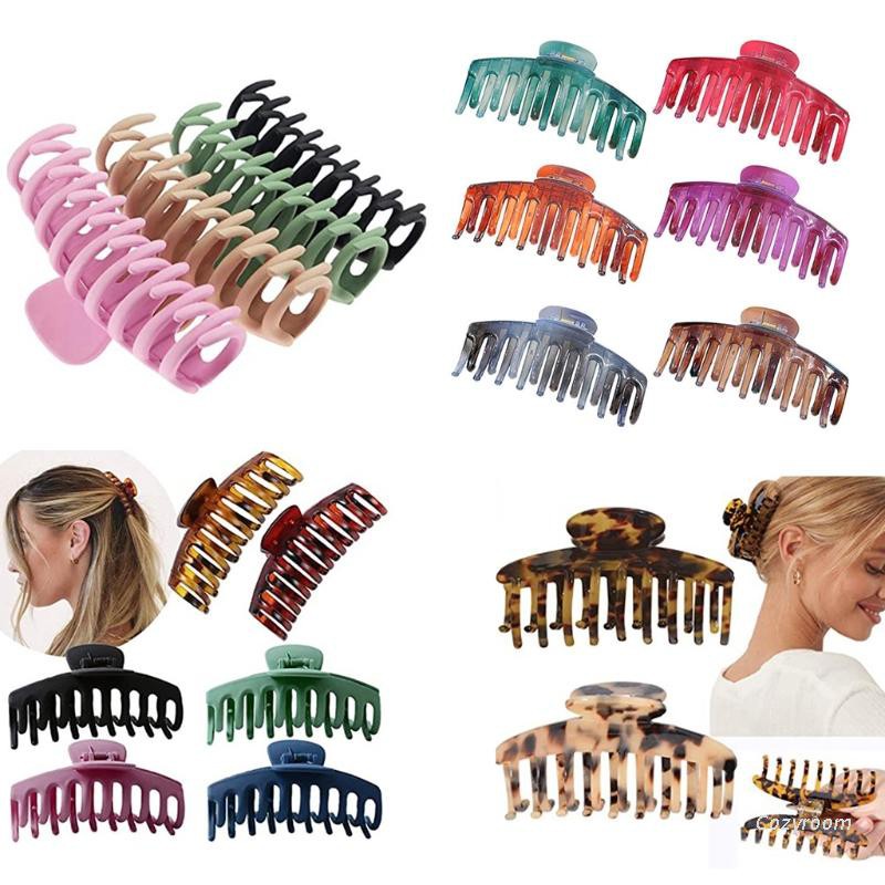Cozy 2/4/6Pcs Big Hair Claw Clips Matte Acrylic Plastic Non Slip Strong Hold Banana Jaw Clamp Ponytail Holder Barrette Headdress for Women Girls
