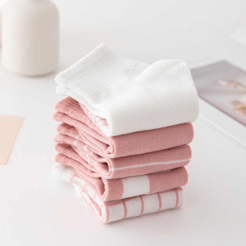 Set 5 đôi tất nữ cổ ngắn phong cách hàng quốc vitage chất cotton mềm mịn thoáng mát covolacotat