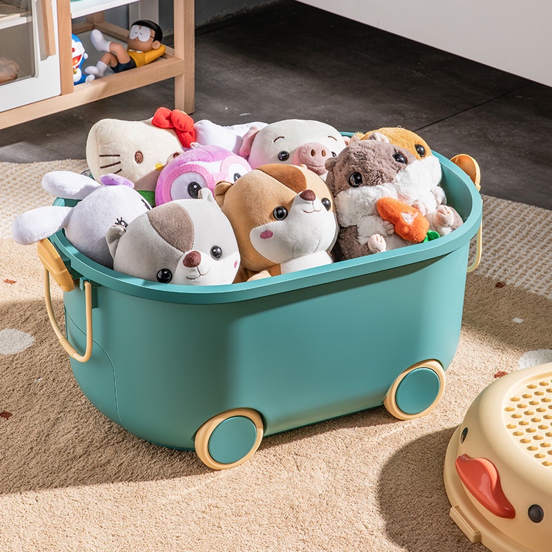 Hộp đựng đồ chơi Đa năng Hình con vịt dễ thương quần áo bằng nhựa có bánh xe cho trẻ em Boron069