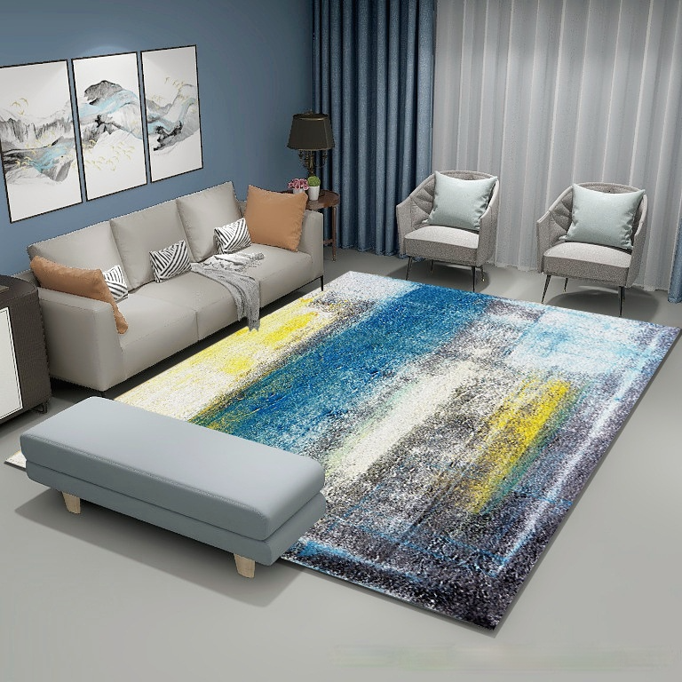 Nordic modern minimalist abstract living room carpet sofa coffee table blanket bedroom full bed bedside mat