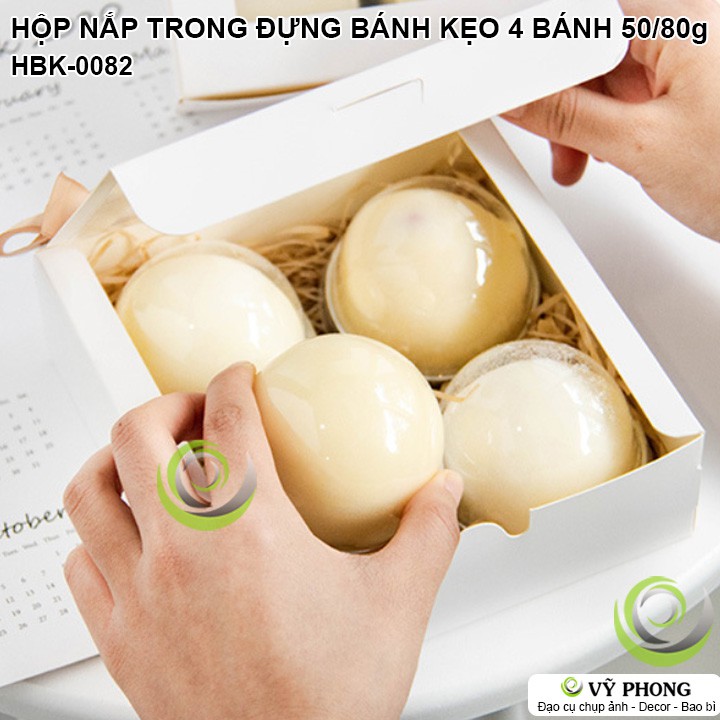 SET 5 HỘP GIẤY VUÔNG NẮP TRONG SUỐT ĐỰNG BÁNH KẸO ĐỰNG ĐƯỢC KHOẢNG 4 BÁNH 50/80g HBK-0082