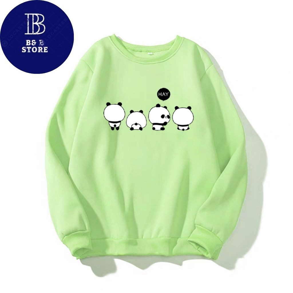 ÁO SWEATER NỈ UNISEX IN BỐN CON GẤU TRÚC SIÊU DỄ THƯƠNG ÁO NỈ TAY DÀI KHÔNG NÓN FORM NAM NỮ