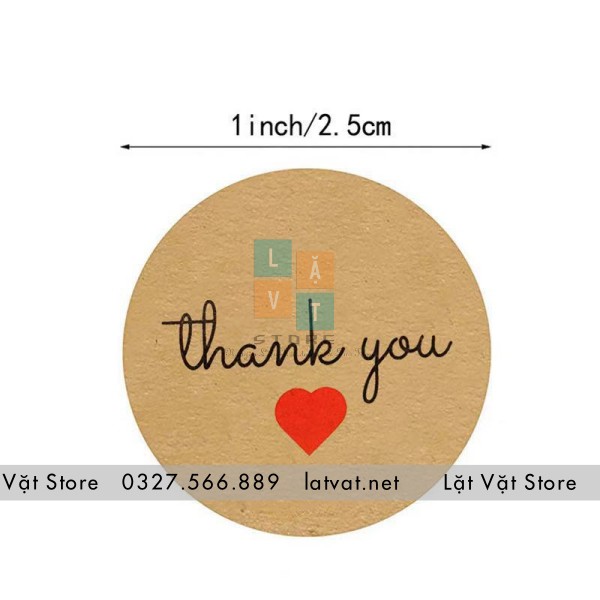 Tem tròn dán sản phẩm dòng chữ Thank You (mẫu 1) – 500 tem/cuộn