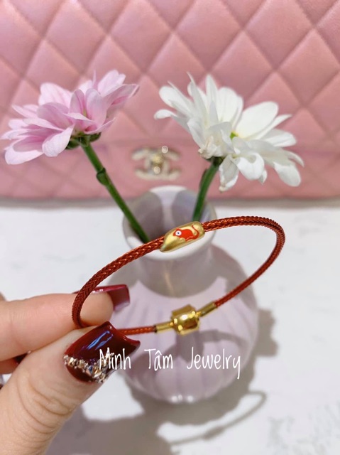 Vòng tay dây cước đeo charm dây 2mm khoá pan mạ vàng-Minh Tâm Jewelry