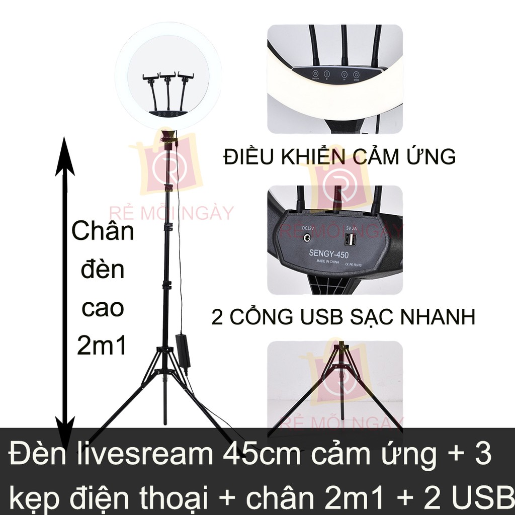 Đèn Livestream 45cm Bán Hàng, Phun Xăm, Nối Mi, Spa Size Lớn