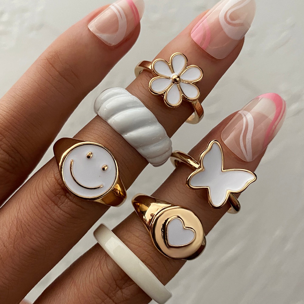 Set 6 nhẫn đeo tay phong cách vintage thời trang cho nữ