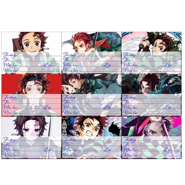 27 Nhãn vở anime kimetsu no Yaiba khác nhau ngẫu nhiên