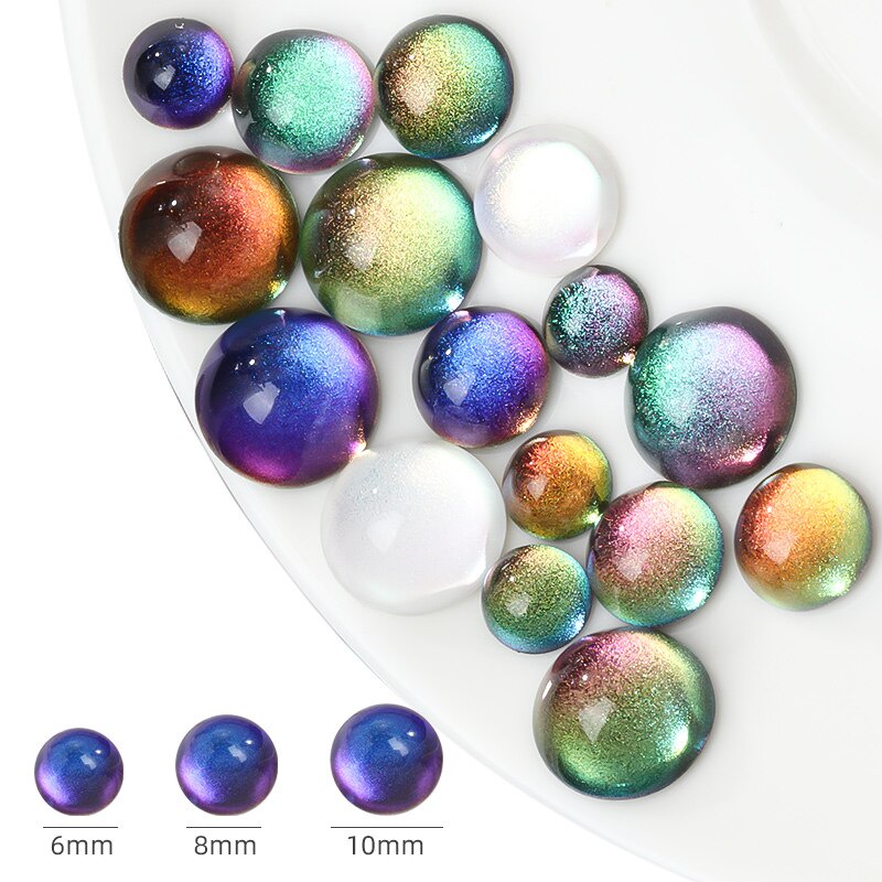 Yichuan Phụ Kiện Hạt Kim Cương Giả Tròn Lấp Lánh Sang Trọng Trang Trí Móng Tay Makng Kuru