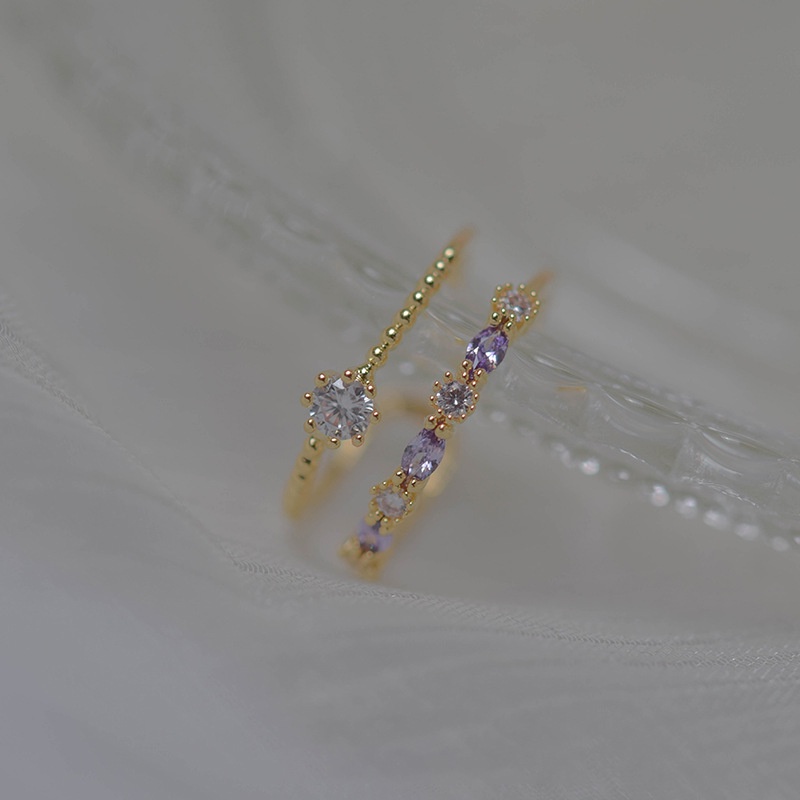 Set Nhẫn Cưới 2 Trong 1 Bằng Thép Titan Mạ Vàng Đính Đá Zircon Thời Trang Cho Nữ