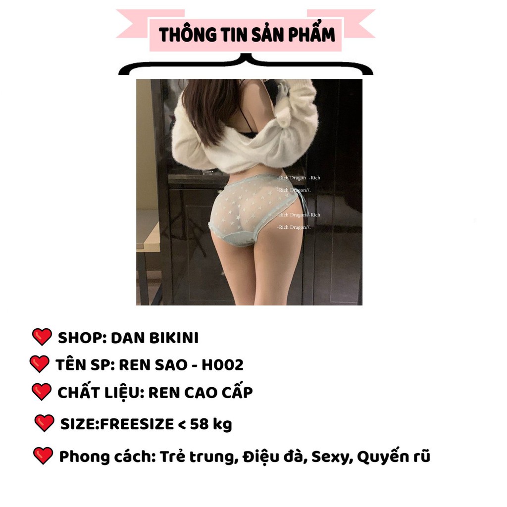 Quần Lót Nữ ❤️FREESHIP❤️ Quần Lót Ren Sexy Sao xuyên thấu cao cấp đính nơ hai bên quyến rũ mã H002
