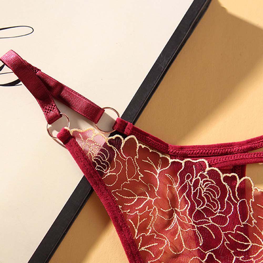 Mocho Quần Lót Eo Thấp Co Giãn In Họa Tiết Hoa Rỗng Chữ V Hàn Quốc Cho Nữ