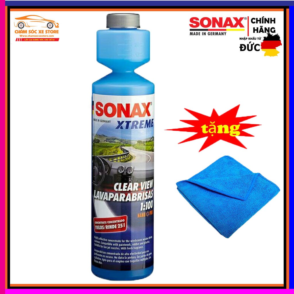 NƯỚC RỬA KÍNH CAO CẤP SONAX XTREME CLEAR VIEW 1:100 NANOPRO 250ML Tặng Khăn