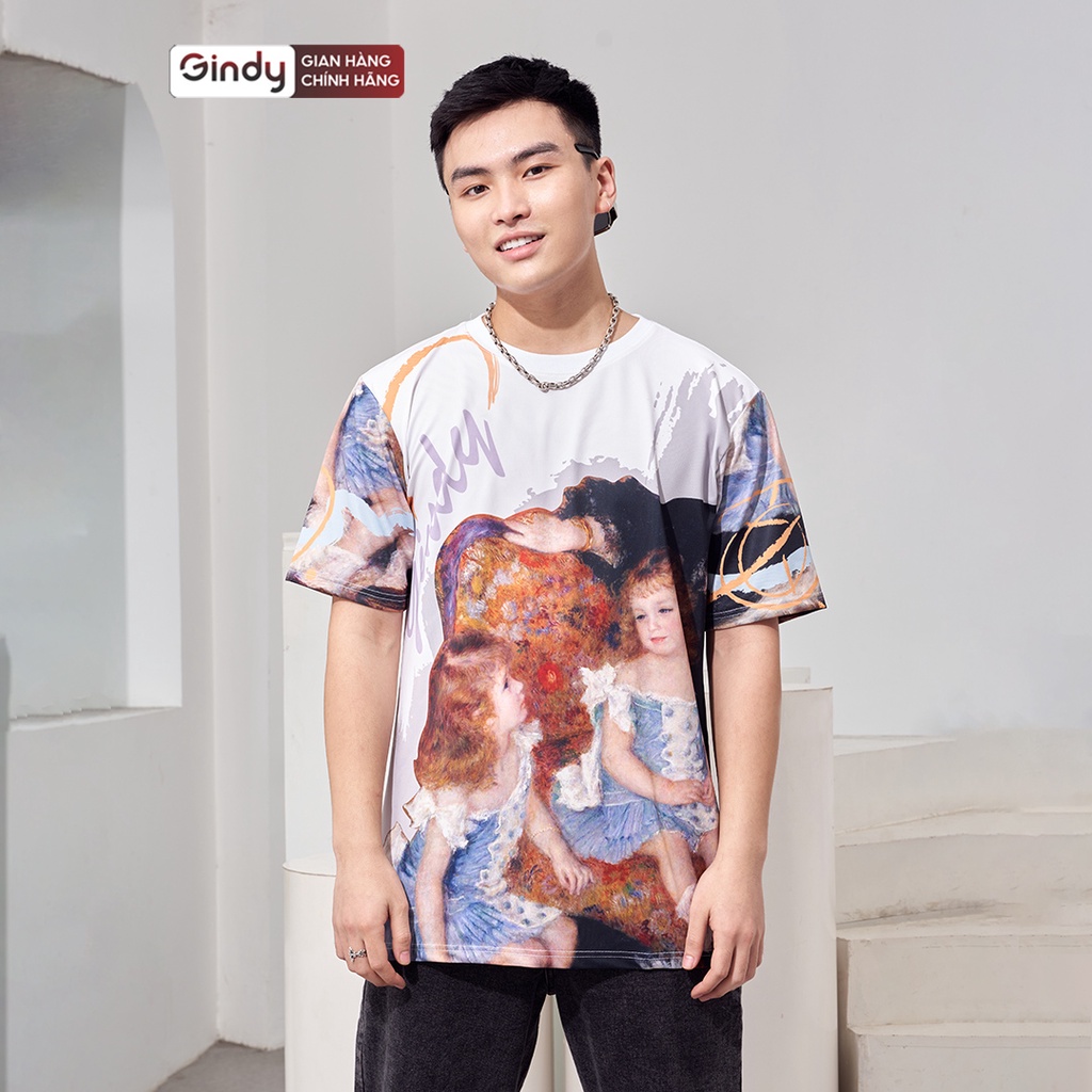 Áo thun tay lỡ form rộng unisex áo phông cổ tròn nam nữ in hình vải thun mát tiết cô gái Auguste local brand GINDY A072