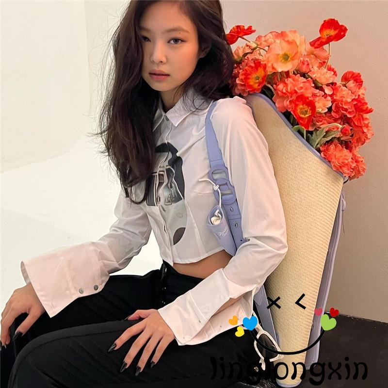 Áo Sơ Mi Tay Dài In Họa Tiết Trừu Tượng Thời Trang Cho Nữ Linglongxi2
