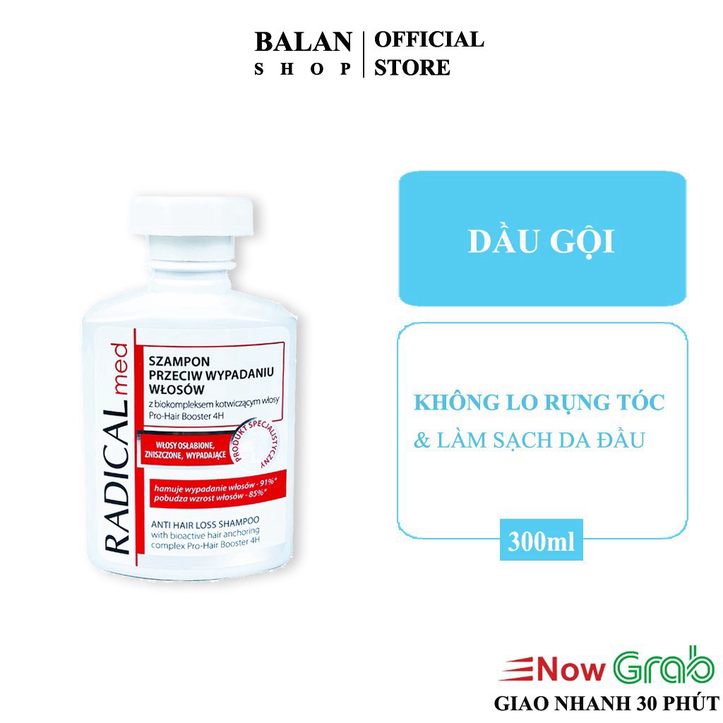 Dầu Gội Ngăn Rụng Tóc Hiệu Quả, Làm Tóc Dày Hơn Radical Med Anti-Hair Loss Shampoo Đỏ 300ml