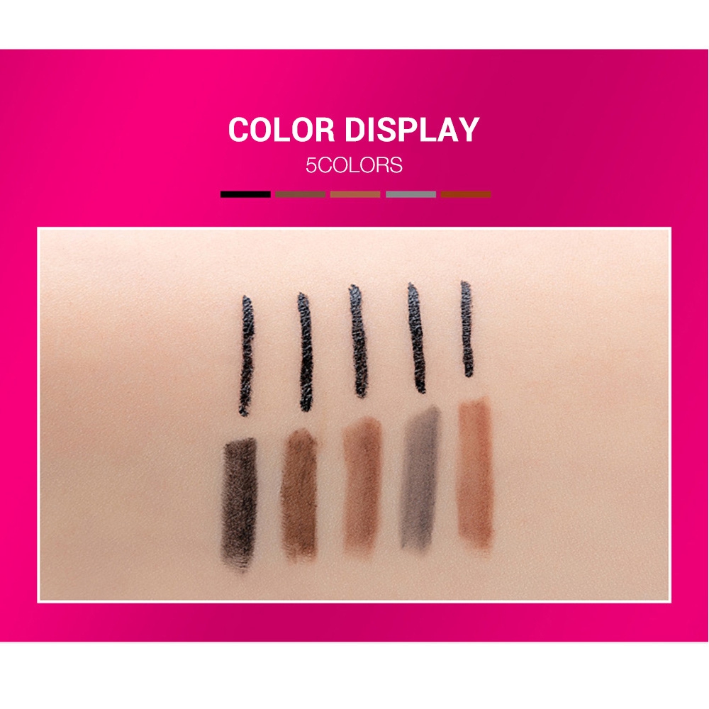 YANQINA Double-headed Auto-rotating Five-color Eyebrow Pencil Cool Black Eyeliner Long-lasting Waterproof Non-blooming