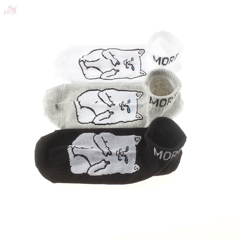 Vớ ngắn chất liệu cotton họa tiết hoạt hình mèo phong cách Harajuku