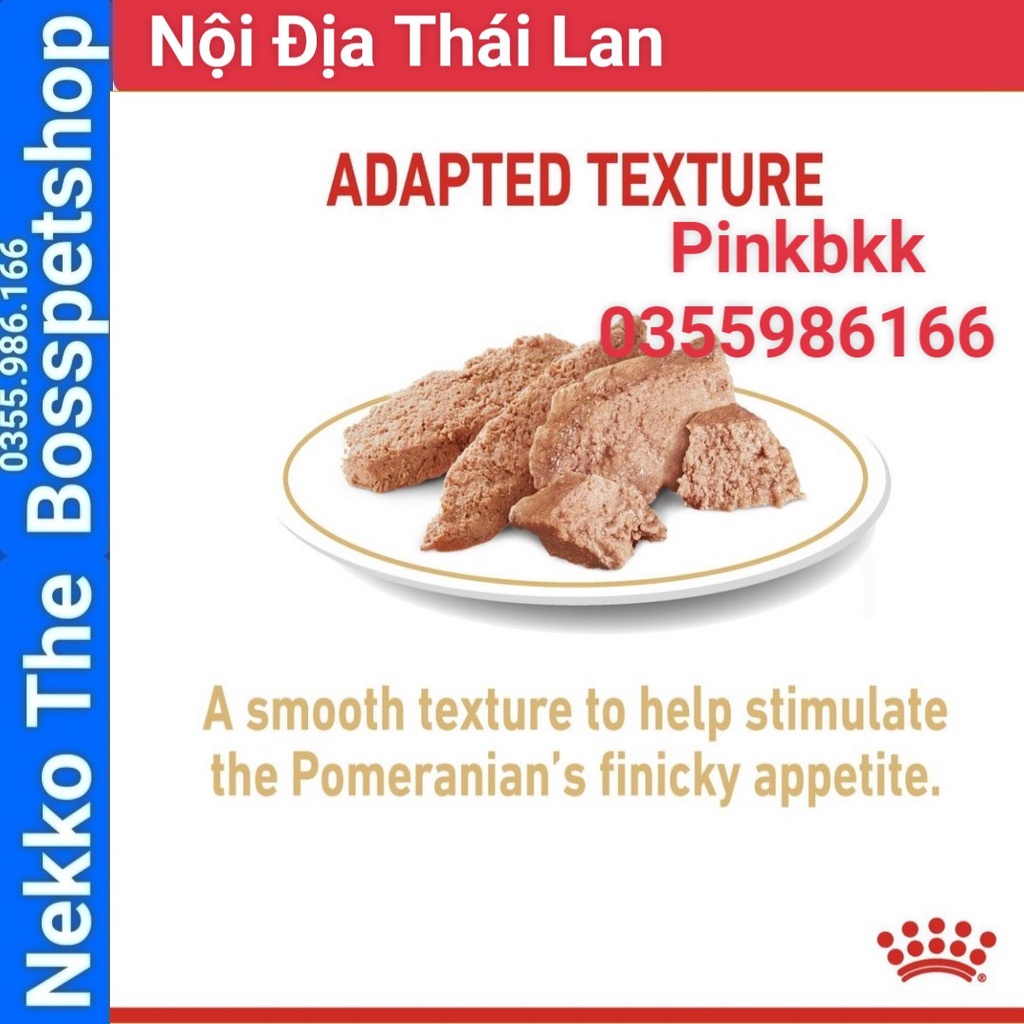 Pate Royal Canin Pomeranian 85g ⚡  NỘI ĐỊA THÁI ⚡  cho chó Phốc Sóc Pomeranian trưởng thành từ 8 tháng tuổi trở lên