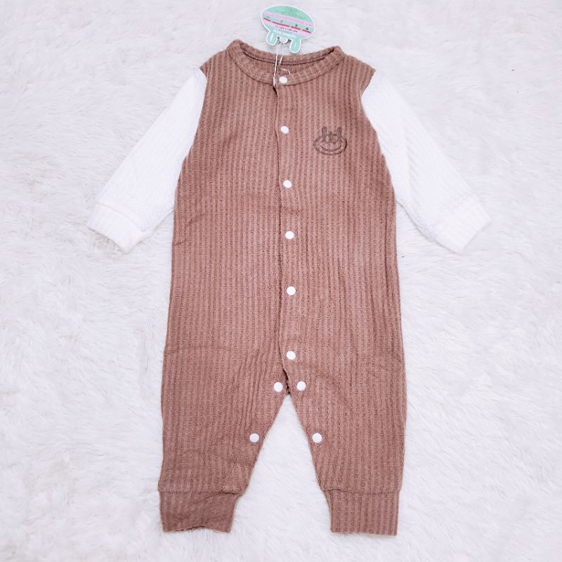 Bodysuit dài tay sơ sinh cài thẳng len mỏng Little Love cho bé trai/ gái 0-9 tháng