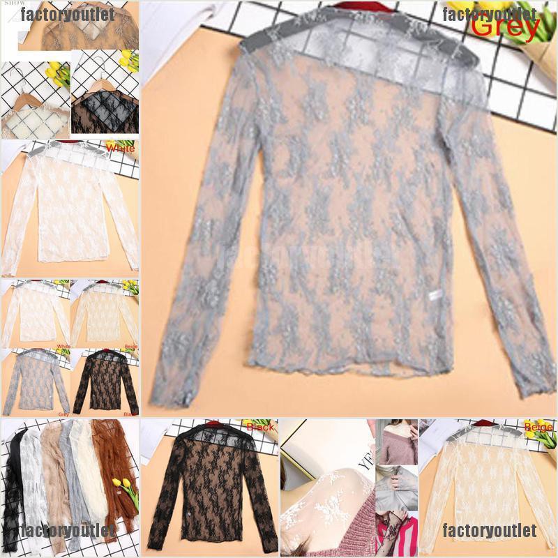 Áo Lưới Tulles Xuyên Thấu Tay Dài Thanh Lịch Gợi Cảm
