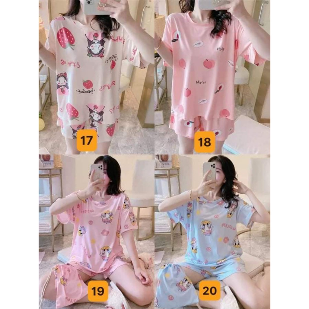 Bộ Đồ Ngủ Nữ Cotton Thun Cộc Tay, Bộ Mặc Nhà Chất Mát Cho Mùa Hè Quần Cộc Áo Cộc