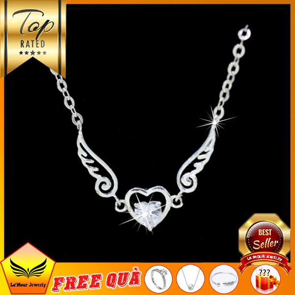 DÂY CHUYỀN BẠC NỮ CÁNH THIÊN THẦN ĐÍNH ĐÁ TRẮNG - VÒNG CỔ BẠC S925 CAO CẤP CHO NỮ